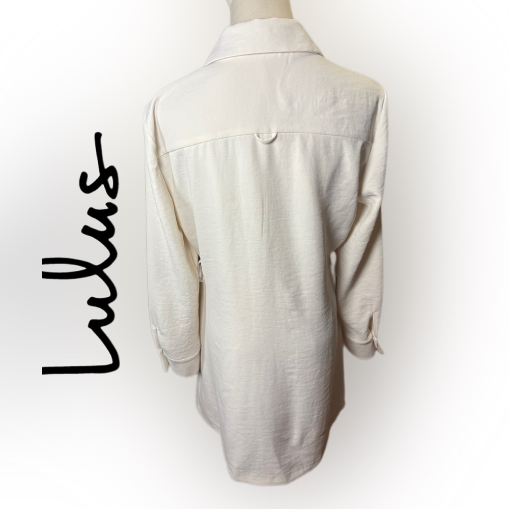 LULUS Charming Confidence White Collared Utility Mini Dress M - Picture 6 of 10